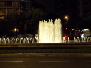 Fountain near our hotel at night