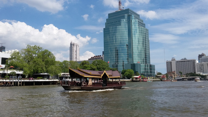 The old and the new. Chao Prya River scene.