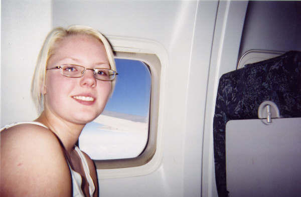 Karen on her first ever flight