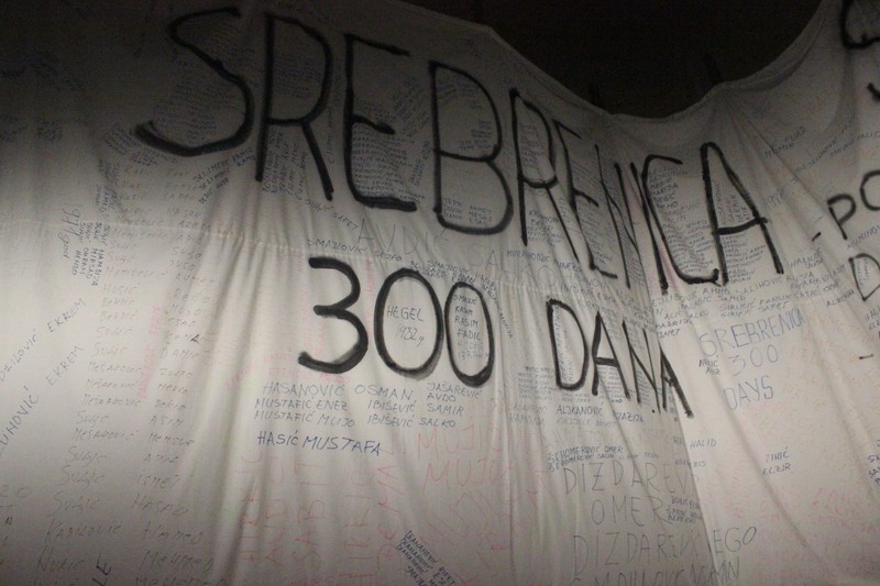 Banner from mourners of the Srebrenica Massacre