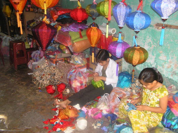Girls making lanterns