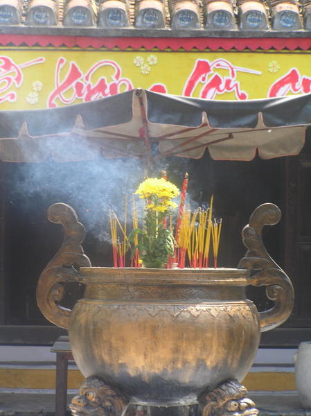 Incense outside a temple