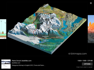 A layout of Torres del Paine NP
