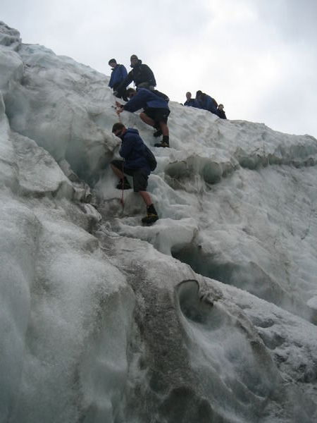 Climbing down the ice