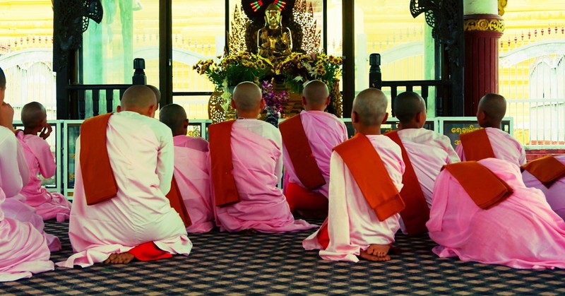 Female monks at their devotions