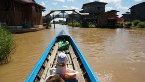 Boating through the villages of Inle Lake
