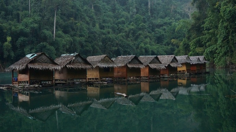 Floating huts, our home in Khao Sok