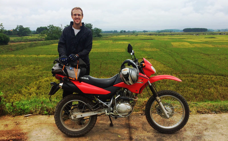 Biking through the rice paddies