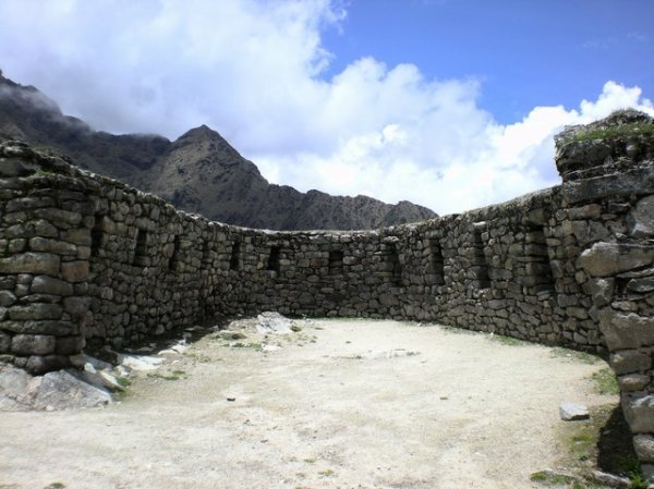 Sayacmarca ruins - note the inclined construction to aid stability