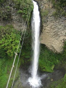 Cable Car Over Waterfall