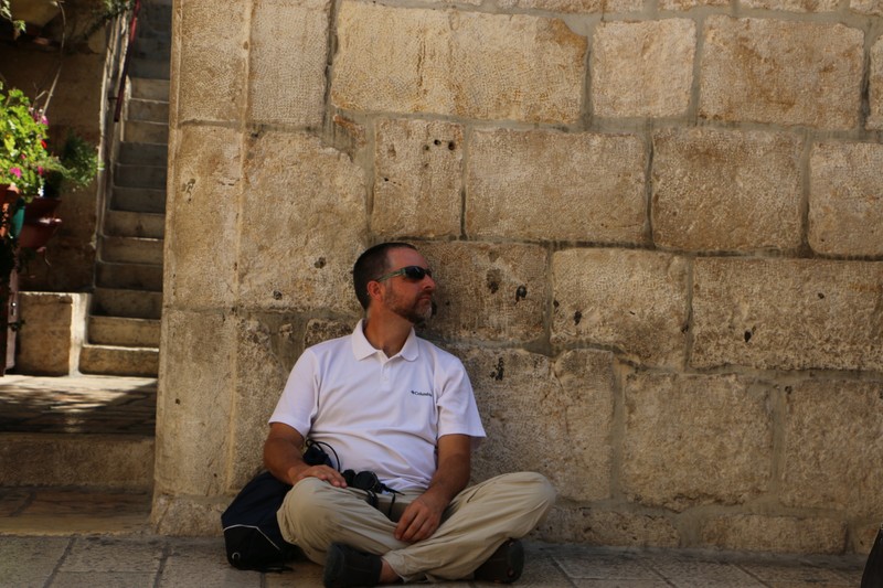 Resting in the Plaza of the Holy Sepulchre