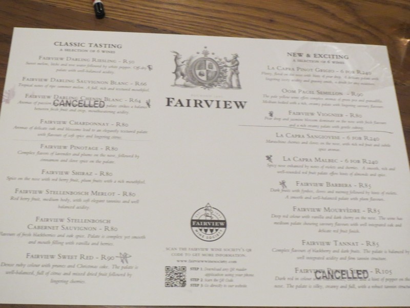 tasting menu at fairview