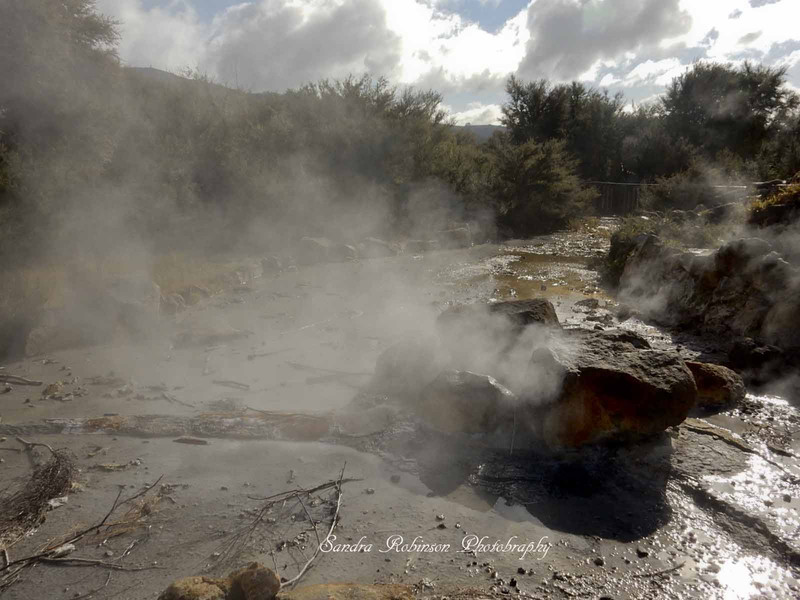 Steam from the geothermal activity