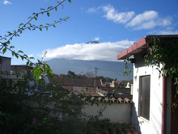 View of a volcano from the terrace