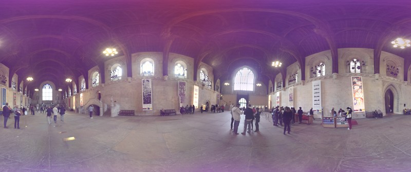Panorama inside the Great Hall at Parliament.