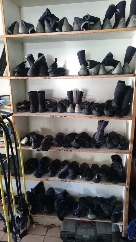The diving boot rack