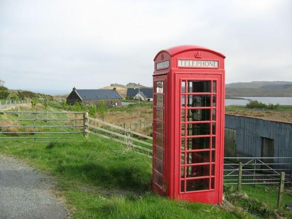 A phone booth in the middle of nowhere