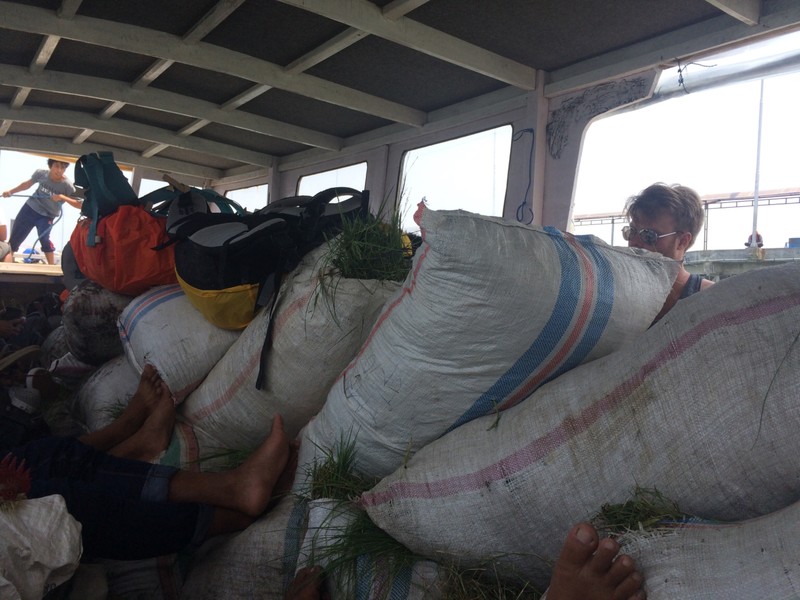 Cargo on board the boat to Gili T
