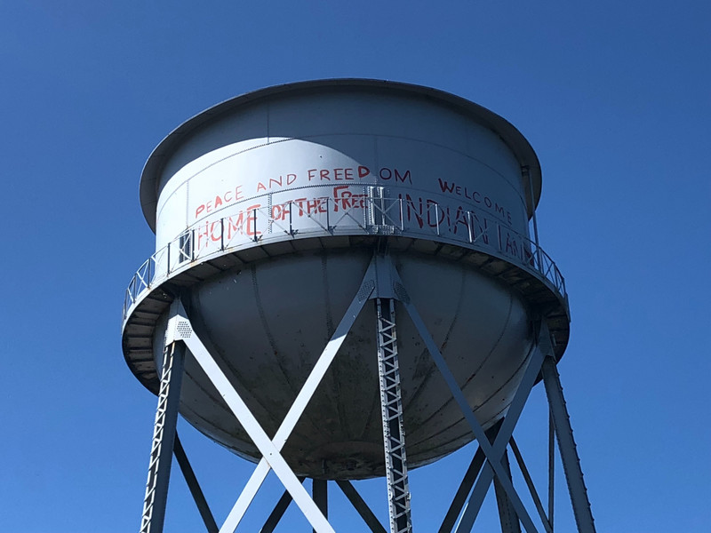 The Alcatraz water tank - Indian sloga