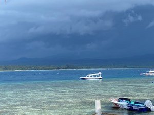View of Lombok as storm moves in