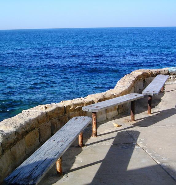 Benches by the sea