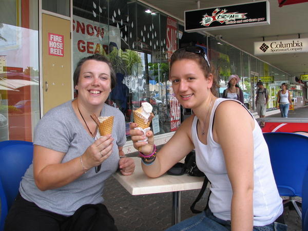 Dafne and Claire enjoy some ice cream the next day
