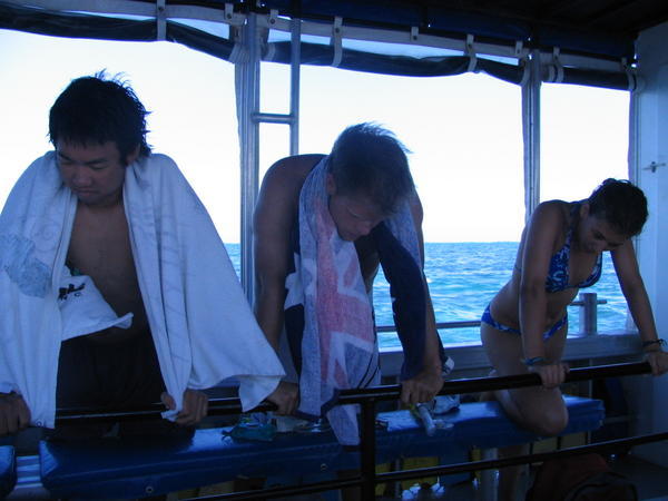 Tim, John, and Athena enjoy the glass bottom boat