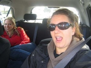 Danae and Dafne in the car