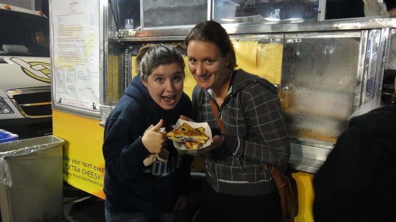 Lena and Dafne enjoy delicious food truck food