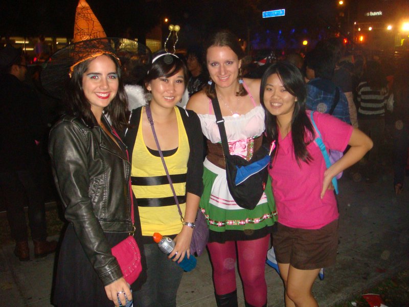 Fernanda, Tiffany, Dafne, Jenny at Halloween in West Hollywood