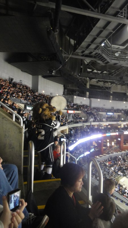 Bailey, the Kings Mascot, Comes to our Section