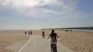 Biking on the beach