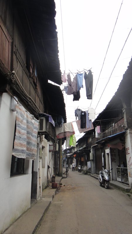 Hanging laundry to dry