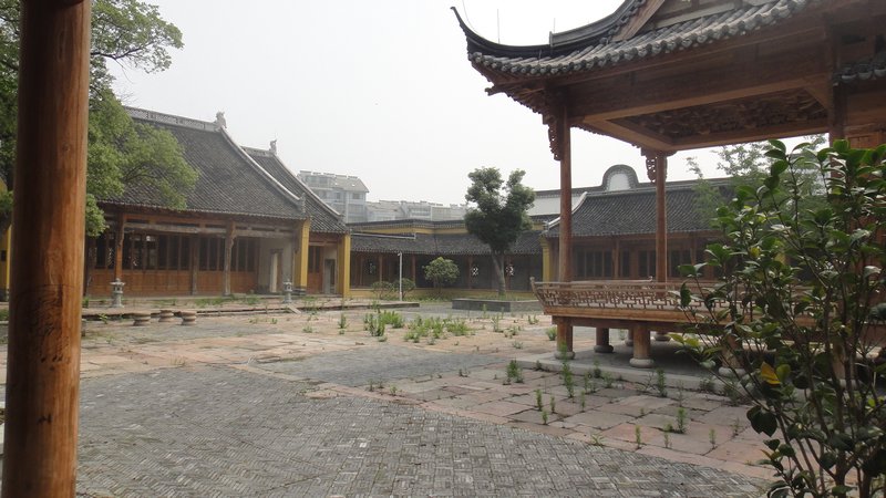 Overgrown temple courtyard