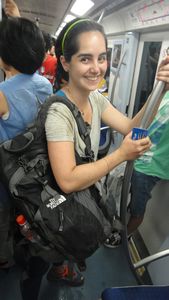 Fernanda rides the subway