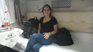 Fernanda on her bunk on the train
