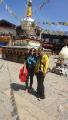 Fernanda and Dafne with a Tibetan statue thing