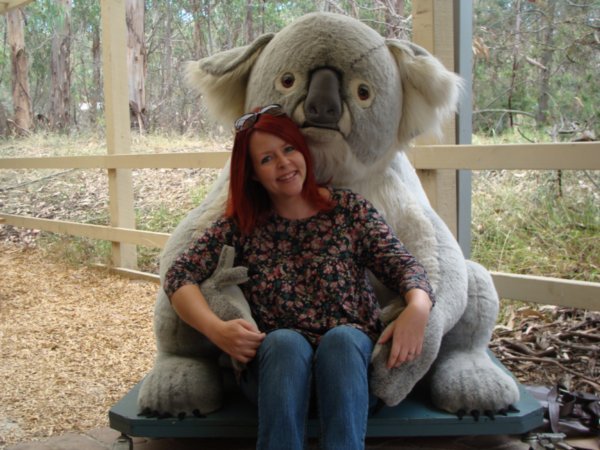 Amanda with a giant koala