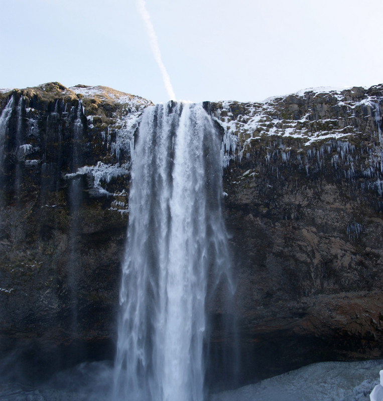 A Jet stream appears to be coming from a waterfall in Iceland