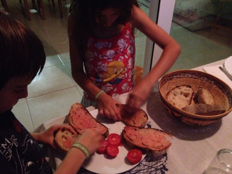 making the tomato bread