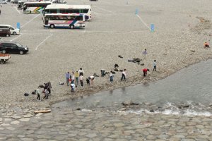 Kids Playing on the Nishiki River (View from Kintai Bridge)