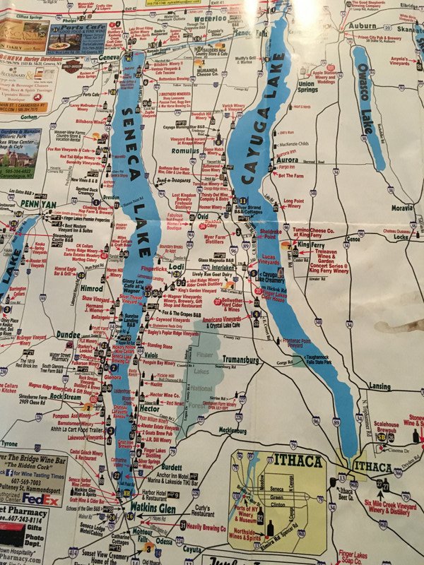 Cayuga Lake winery map