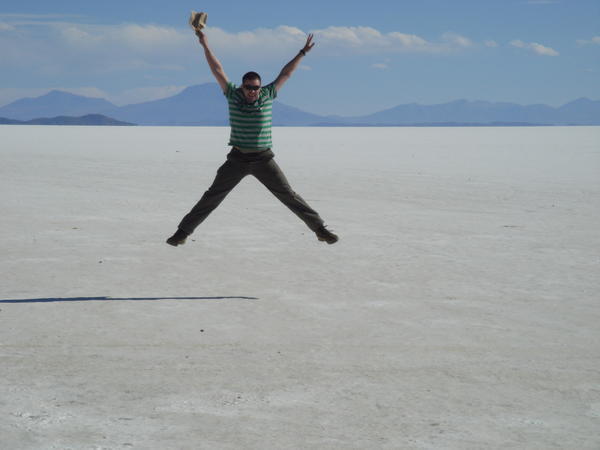 Jumping for joy on the Salt Flats