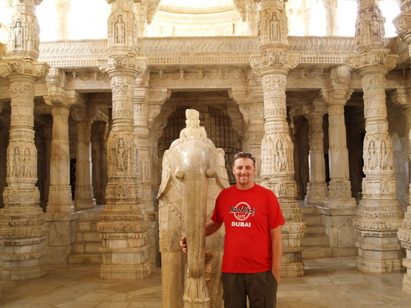 Sonny inside the main Jain temple in Ranakpur