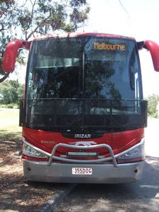Our bus to Melbourne, pitstop near Wagga Wagga