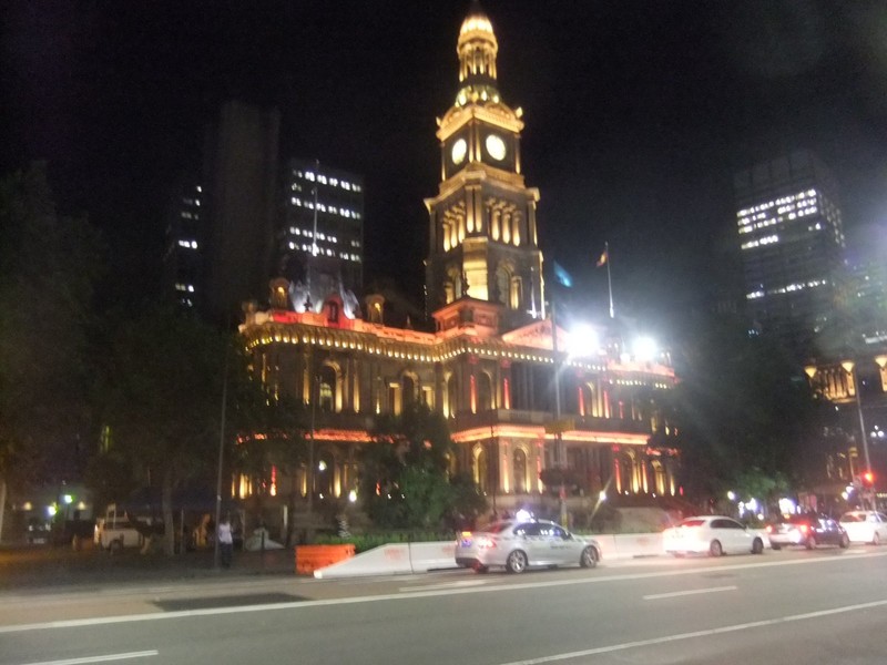 Sydney town hall at night