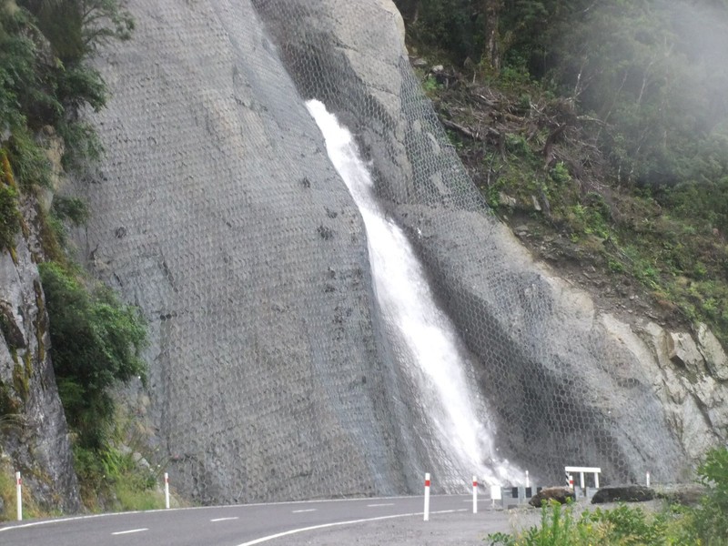 Waterfall across the road