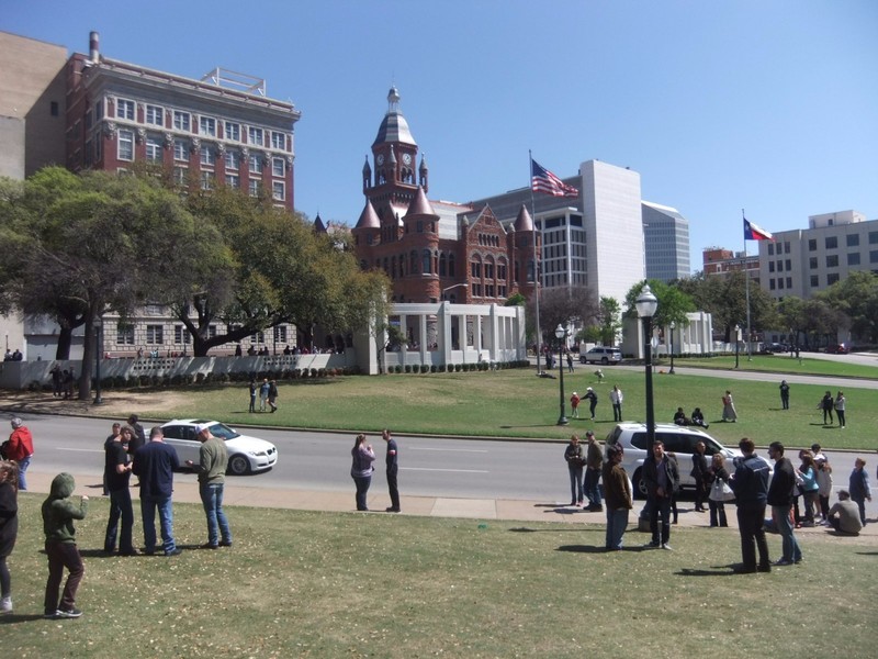 Red Museum and Dealey Plaza from Grassy Knoll