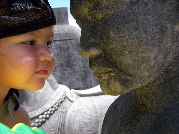 Kissing a statue