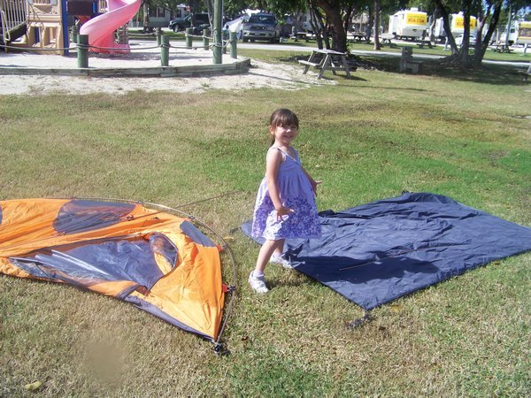 Helping Daddy with the Tents